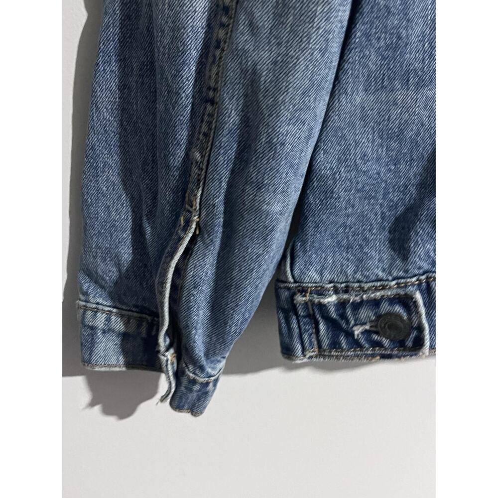 American Eagle Jacket Mens XL Blue Denim Bomber Collared Pockets Cotton Button - Picture 11 of 16